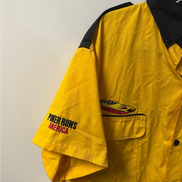 Y2K POKER RUNS AMERICA men's yellow black embroidered button down shirt, XL. - Picture 5 of 8